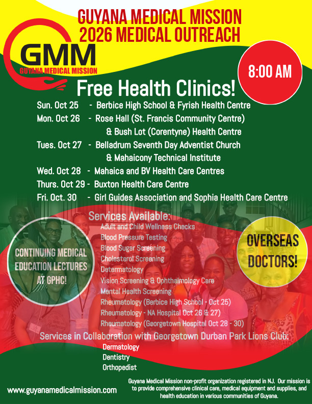 2026 GMM Free Health Clinics in Guyana
